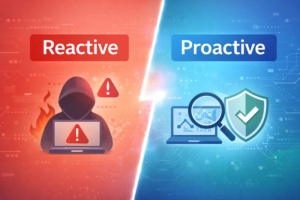 リアクティブなセキュリティとプロアクティブなセキュリティの違いのイメージ