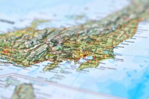 関東地方とその周辺が写った日本地図の画像